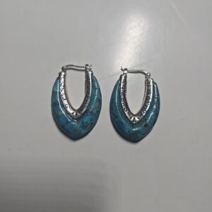 BBJ .925 turquiose inlay hoop earrings